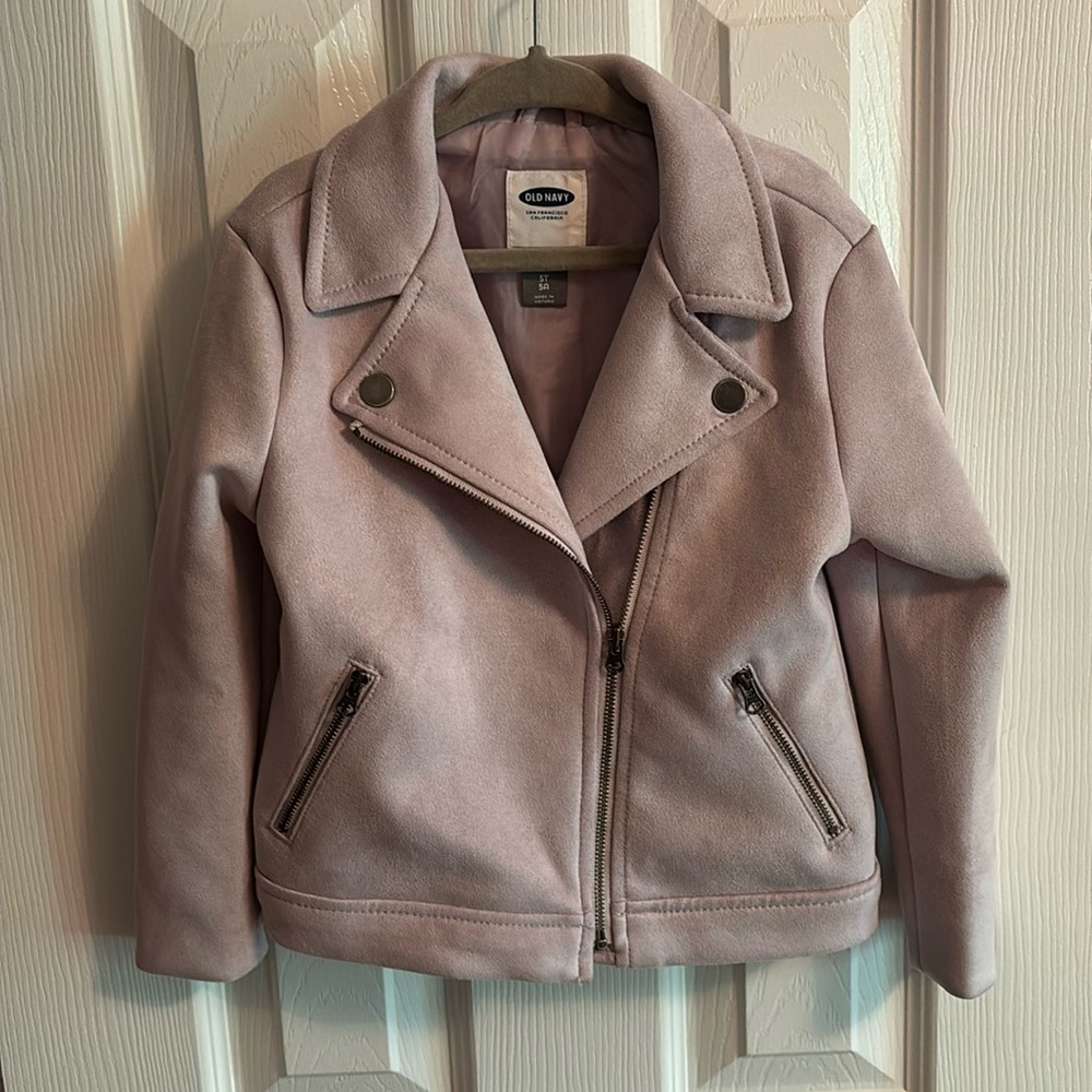 Girls’ Old Navy Faux Suede Lavender Moto Jacket Size 5T